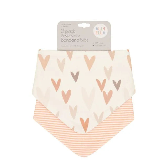 مريلة باندانا قابلة للعكس من All4Ella، قطعتان على شكل قلوب