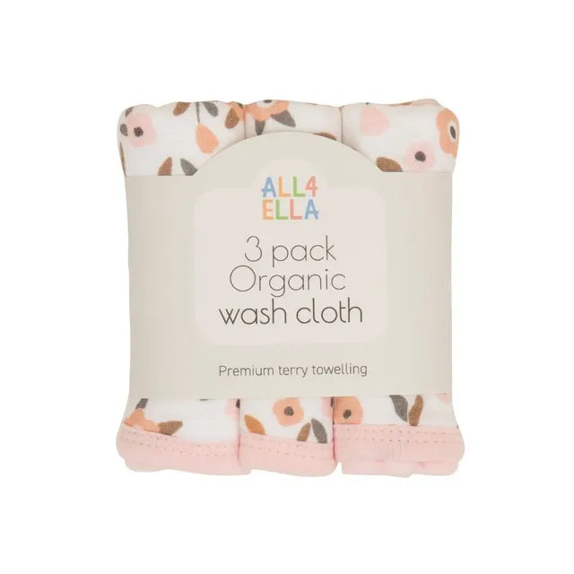 All4Ella - Wash Cloth 3 Pack - Floral Bouquet
