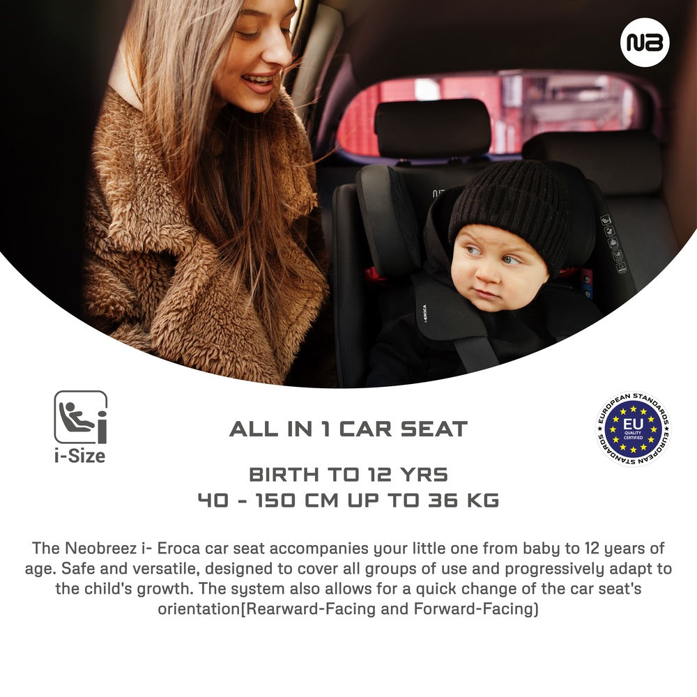 Neobreez i Eroca i Size All In1 Convertible Car Seat Grey