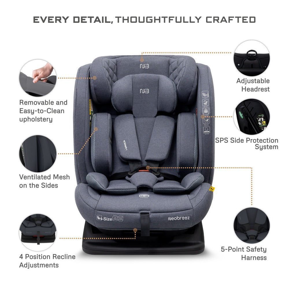 Neobreez i Eroca i Size All In1 Convertible Car Seat Grey