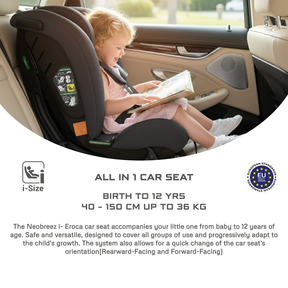 Neobreez i Eroca i Size All In1 Convertible Car Seat Grey