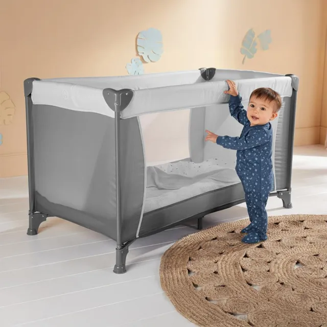 Bumble And Bird 2 in 1 Travel Cot And Foldable Playpen  Grey