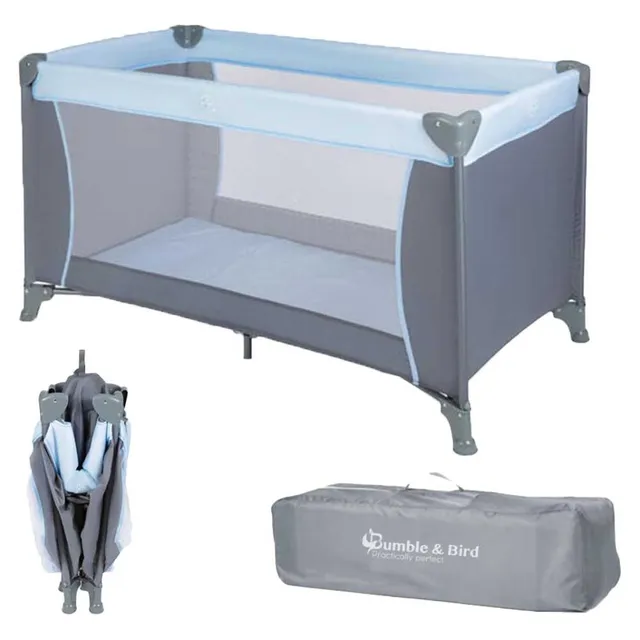 Bumble And Bird 2 in 1 Travel Cot And Foldable Playpen Blue