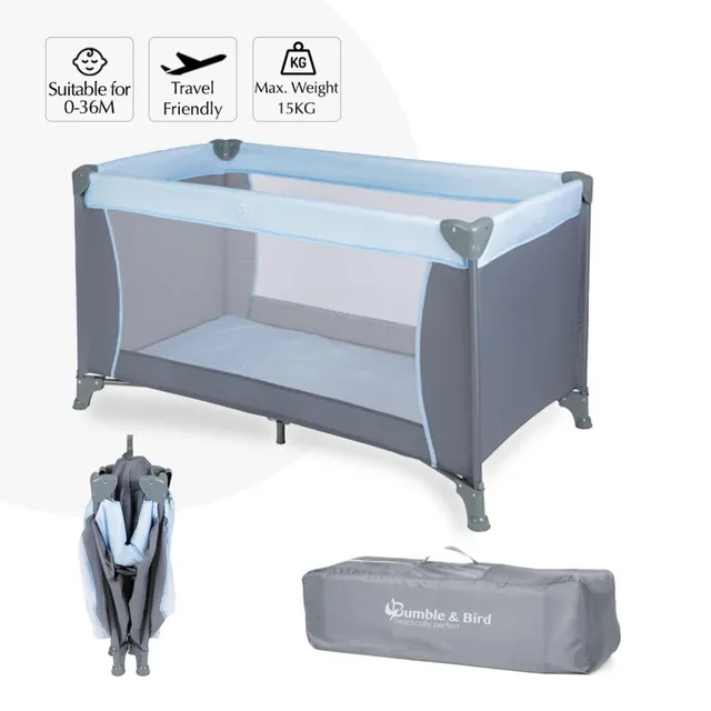 Bumble And Bird 2 in 1 Travel Cot And Foldable Playpen Blue