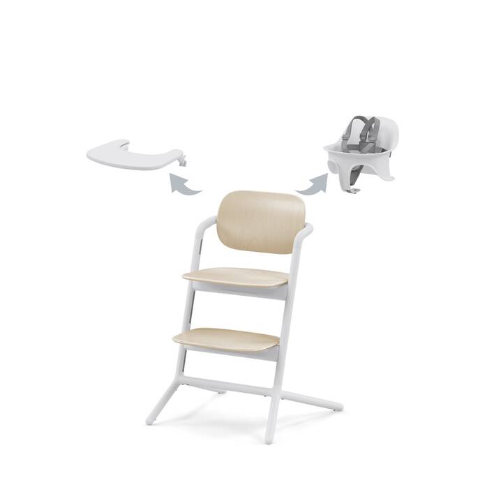 Cybex Lemo 3 In 1 High Chair and Bouncer Set Sand White & White