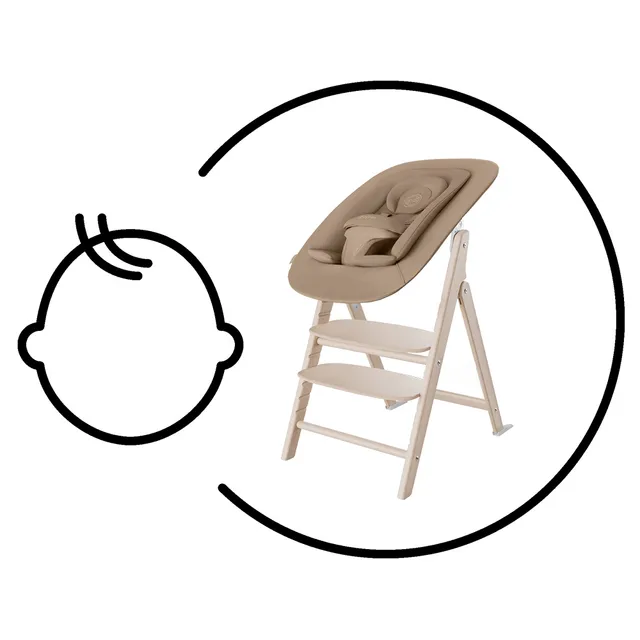 Cybex Lemo 3 In 1 High Chair and Bouncer Set Sand White & White