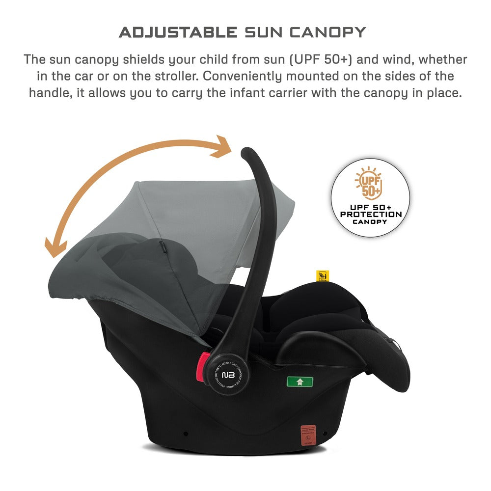 Neobreez i Sacro i Size Lightweight Baby Car Seat Carrier Grey/Black