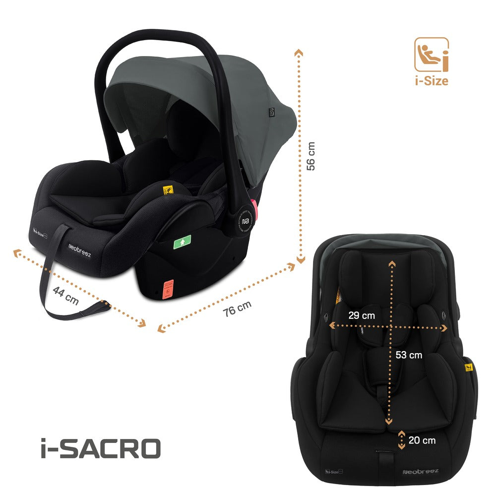 Neobreez i Sacro i Size Lightweight Baby Car Seat Carrier Grey/Black