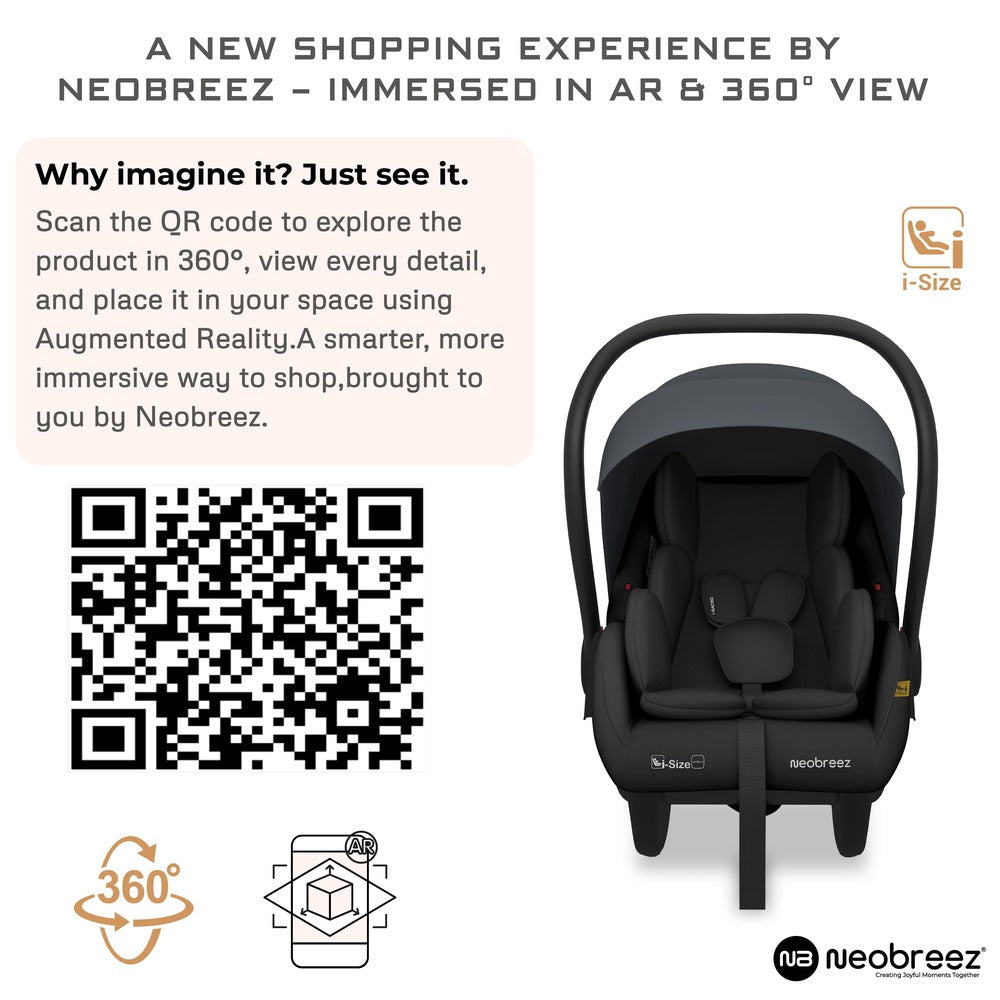 Neobreez i Sacro i Size Lightweight Baby Car Seat Carrier Grey/Black