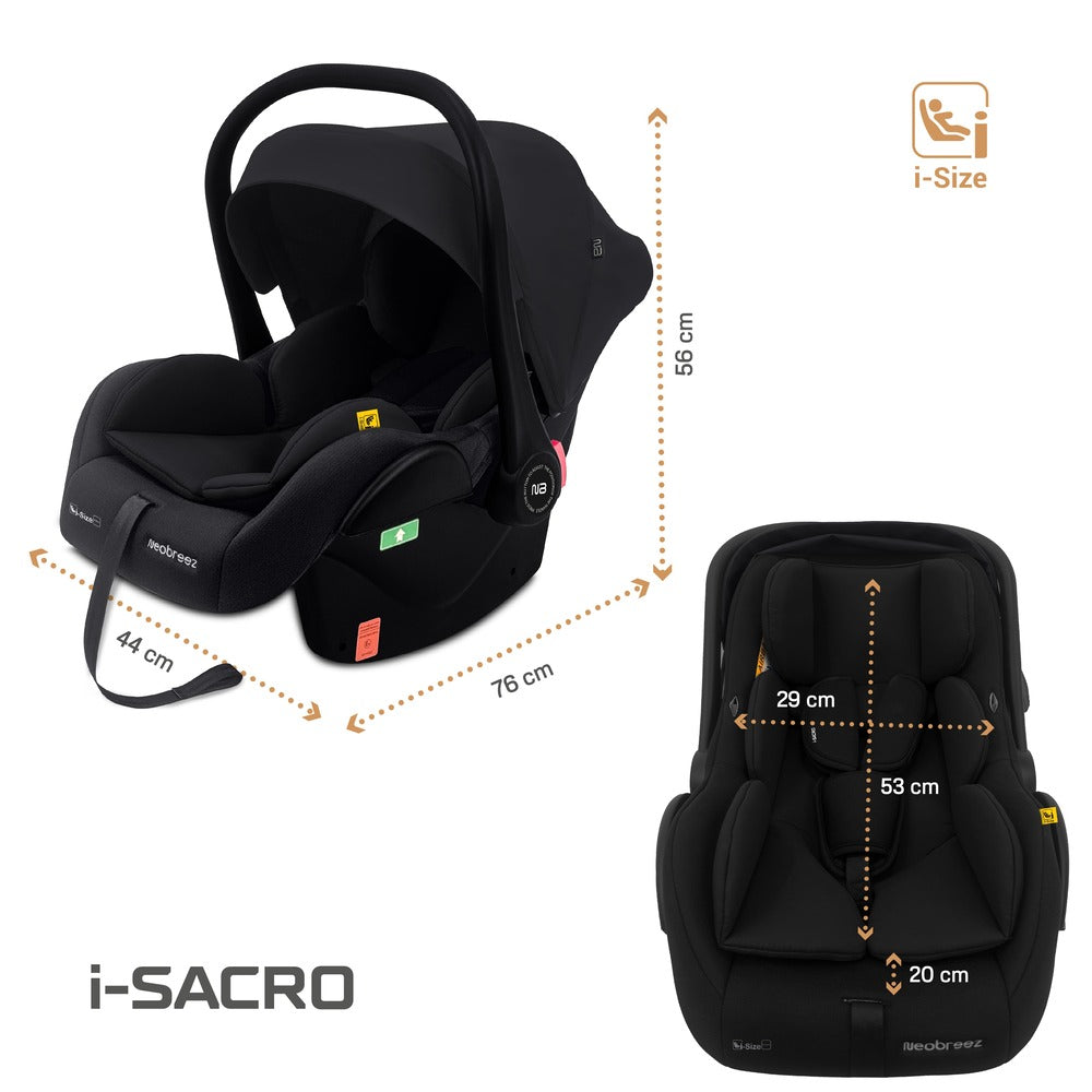 Neobreez i Sacro i Size Lightweight Baby Car Seat Carrier Black