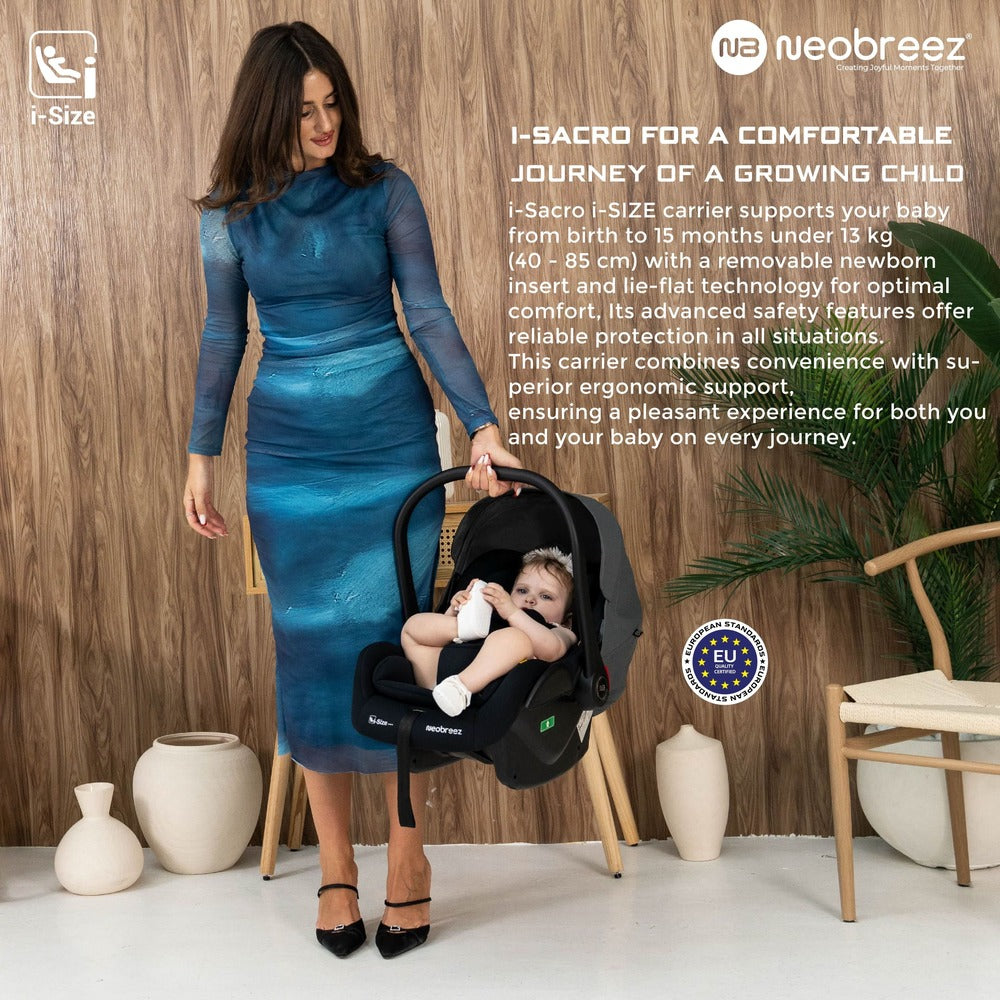 Neobreez i Sacro i Size Lightweight Baby Car Seat Carrier Black