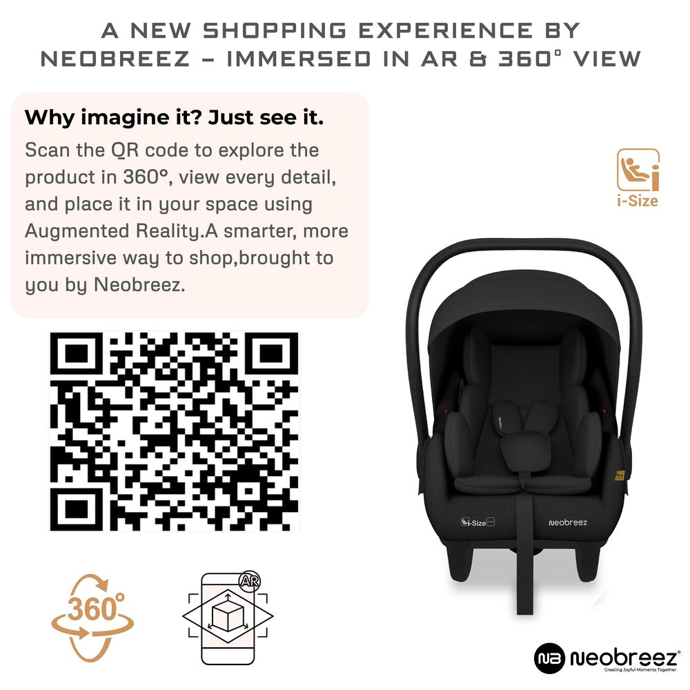 Neobreez i Sacro i Size Lightweight Baby Car Seat Carrier Black