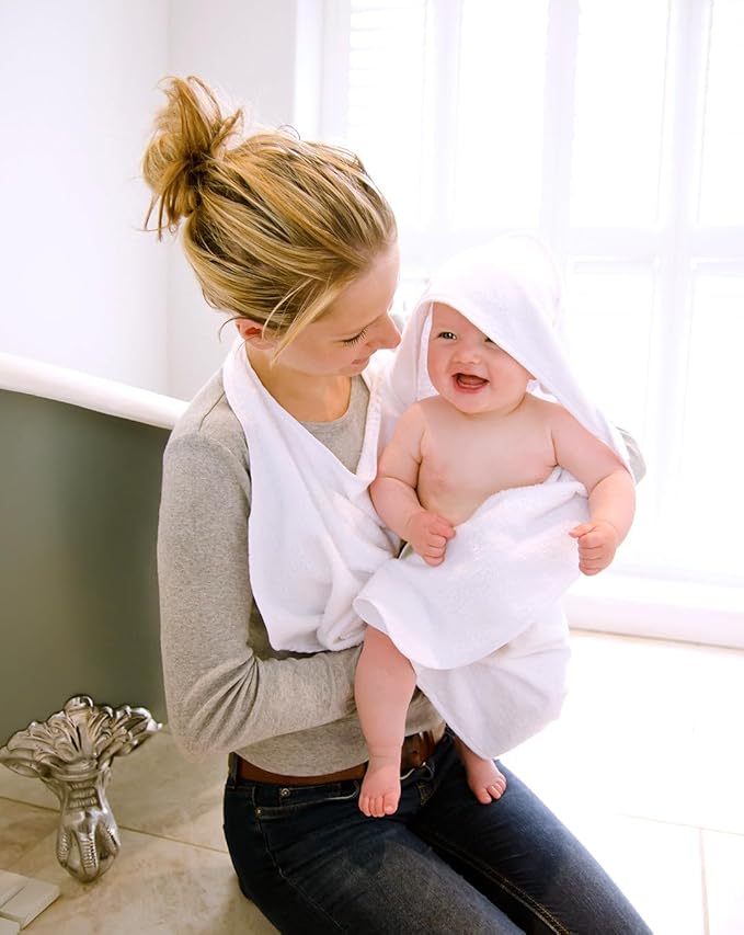 Cuddledry Hands Free Baby Bath Towel White