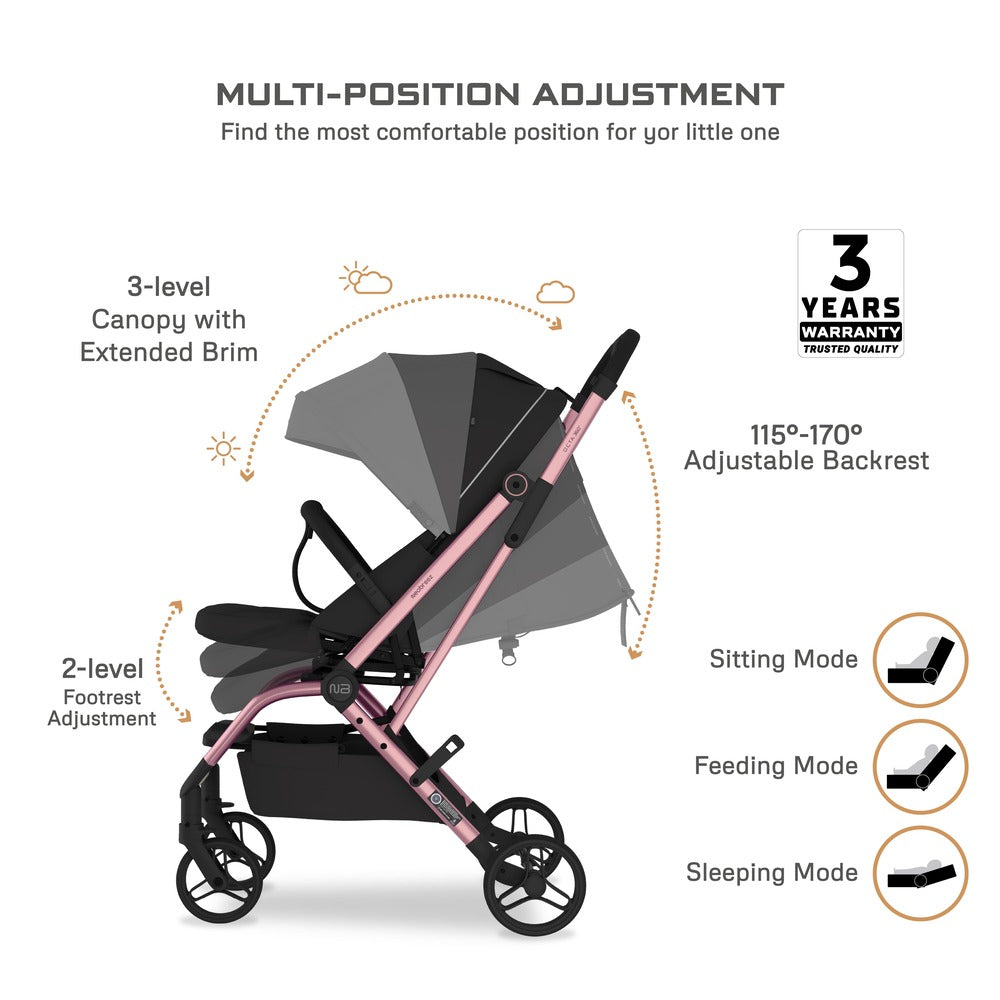 Neobreez Octa 360 Degree Rotate Lightweight Compact Travel Stroller Black