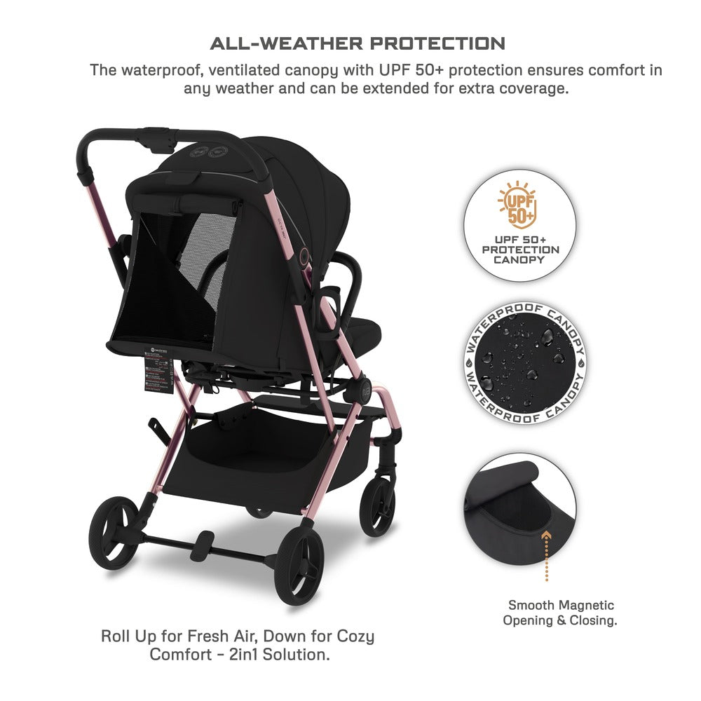Neobreez Octa 360 Degree Rotate Lightweight Compact Travel Stroller Black