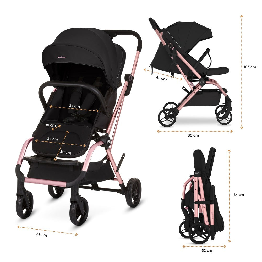 Neobreez Octa 360 Degree Rotate Lightweight Compact Travel Stroller Black