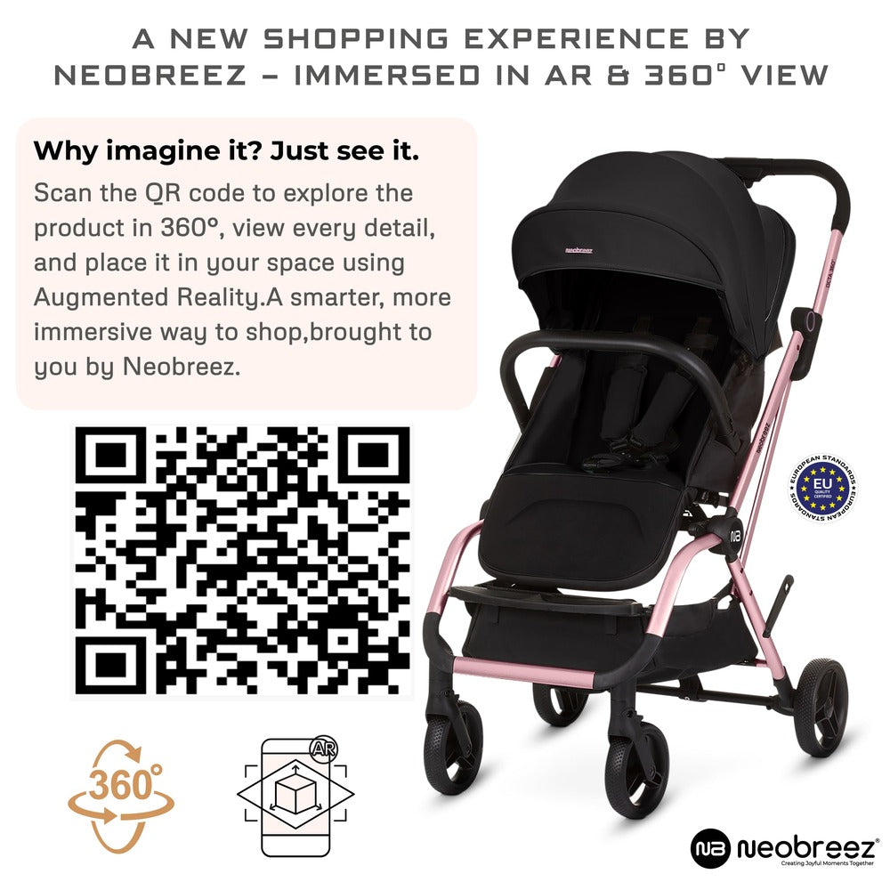 Neobreez Octa 360 Degree Rotate Lightweight Compact Travel Stroller Black