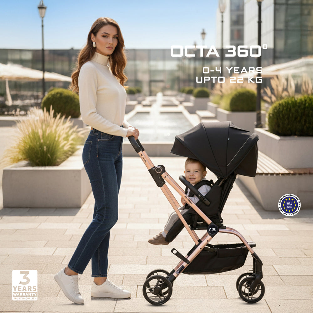 Neobreez Octa 360 Degree Rotate Lightweight Compact Travel Stroller Black