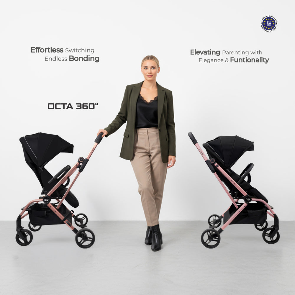 Neobreez Octa 360 Degree Rotate Lightweight Compact Travel Stroller Black