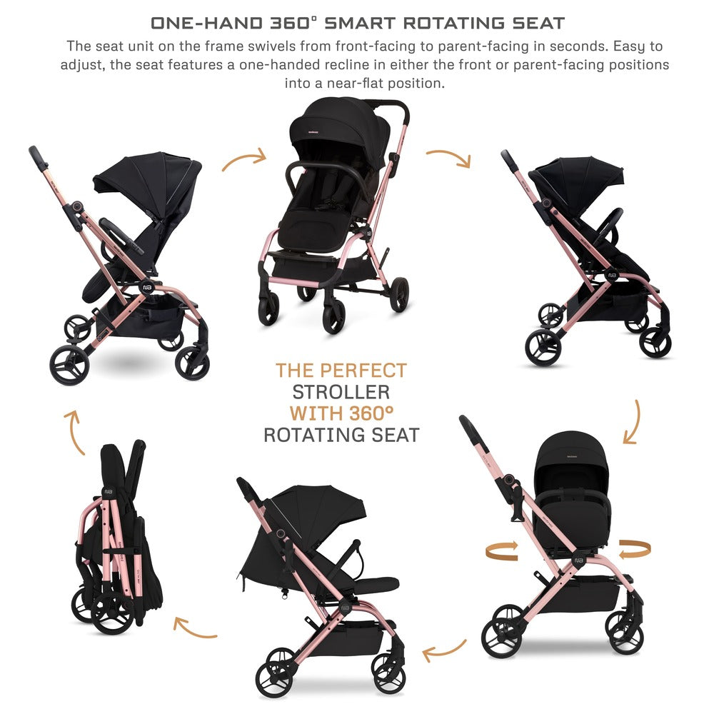 Neobreez Octa 360 Degree Rotate Lightweight Compact Travel Stroller Black