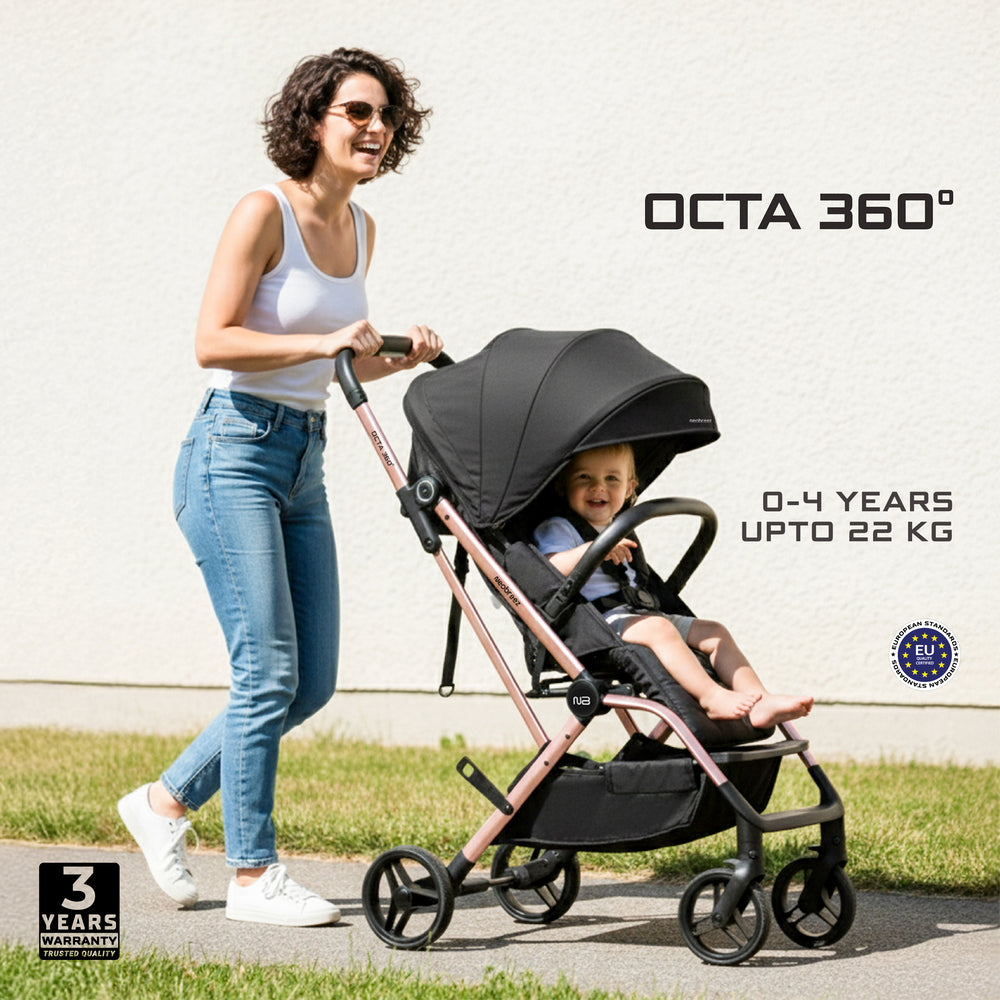Neobreez Octa 360 Degree Rotate Lightweight Compact Travel Stroller Black