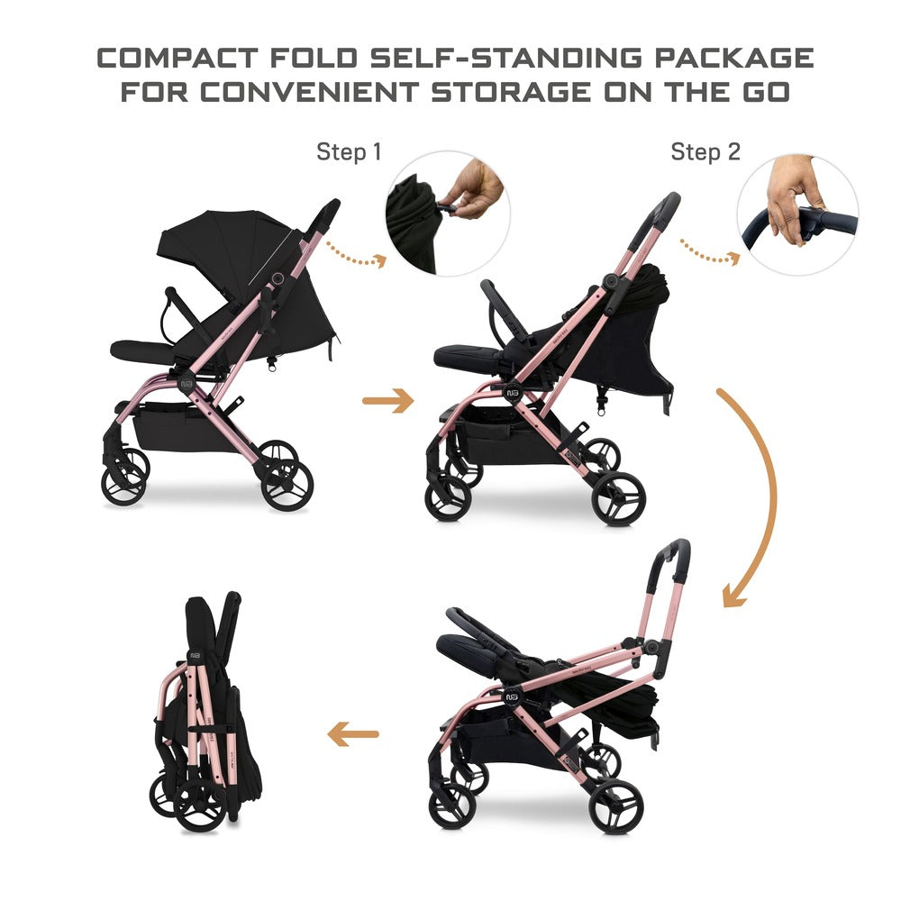 Neobreez Octa 360 Degree Rotate Lightweight Compact Travel Stroller Black