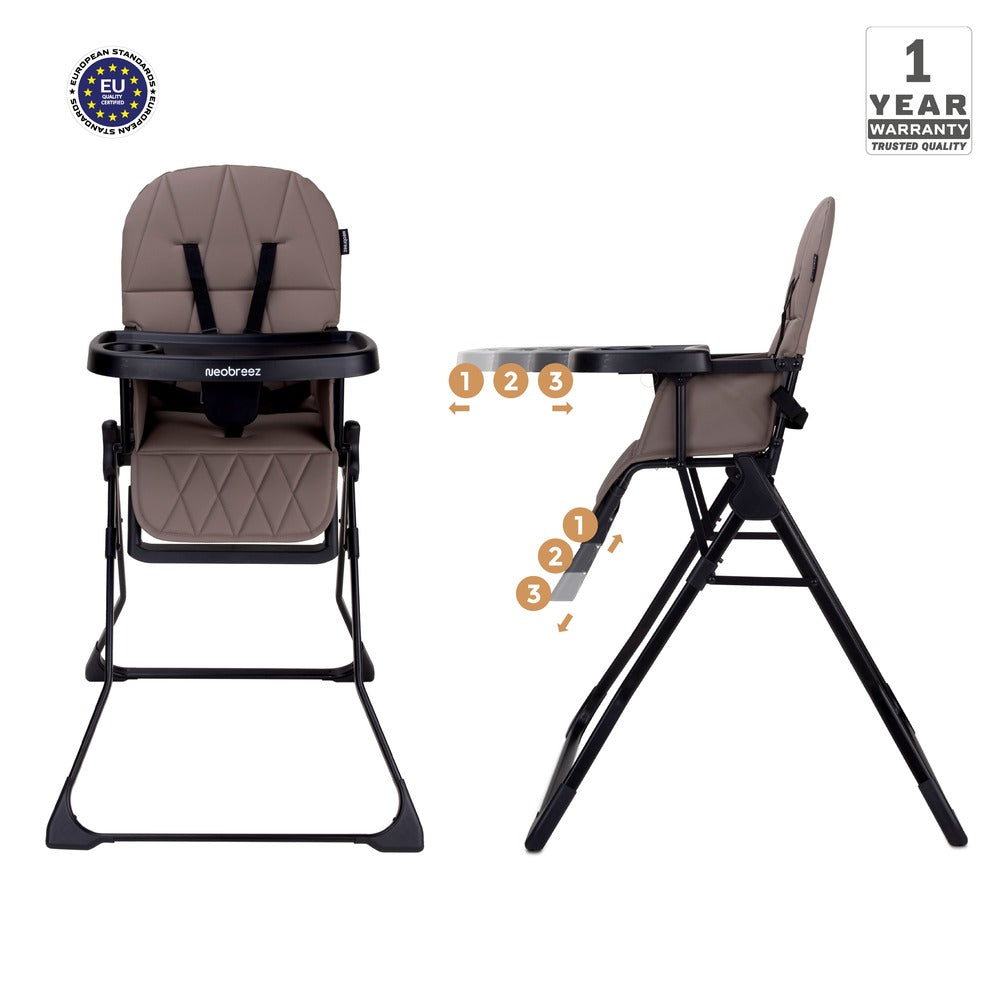 Neobreez Cris Compact Foldable Highchair For Child Brown/Black