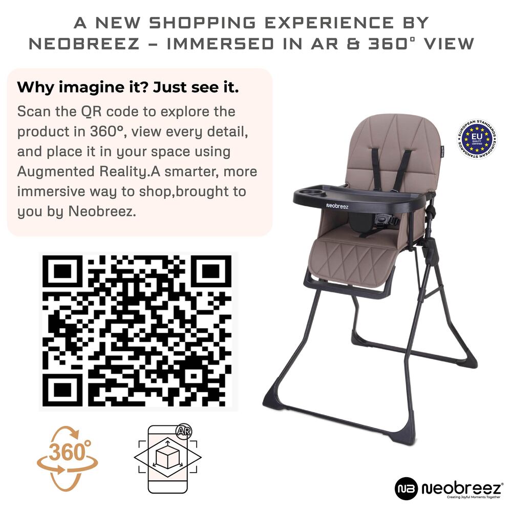 Neobreez Cris Compact Foldable Highchair For Child Brown/Black