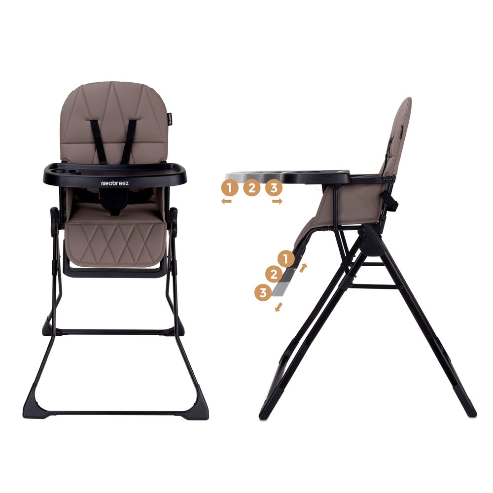 Neobreez Cris Compact Foldable Highchair For Child Brown/Black