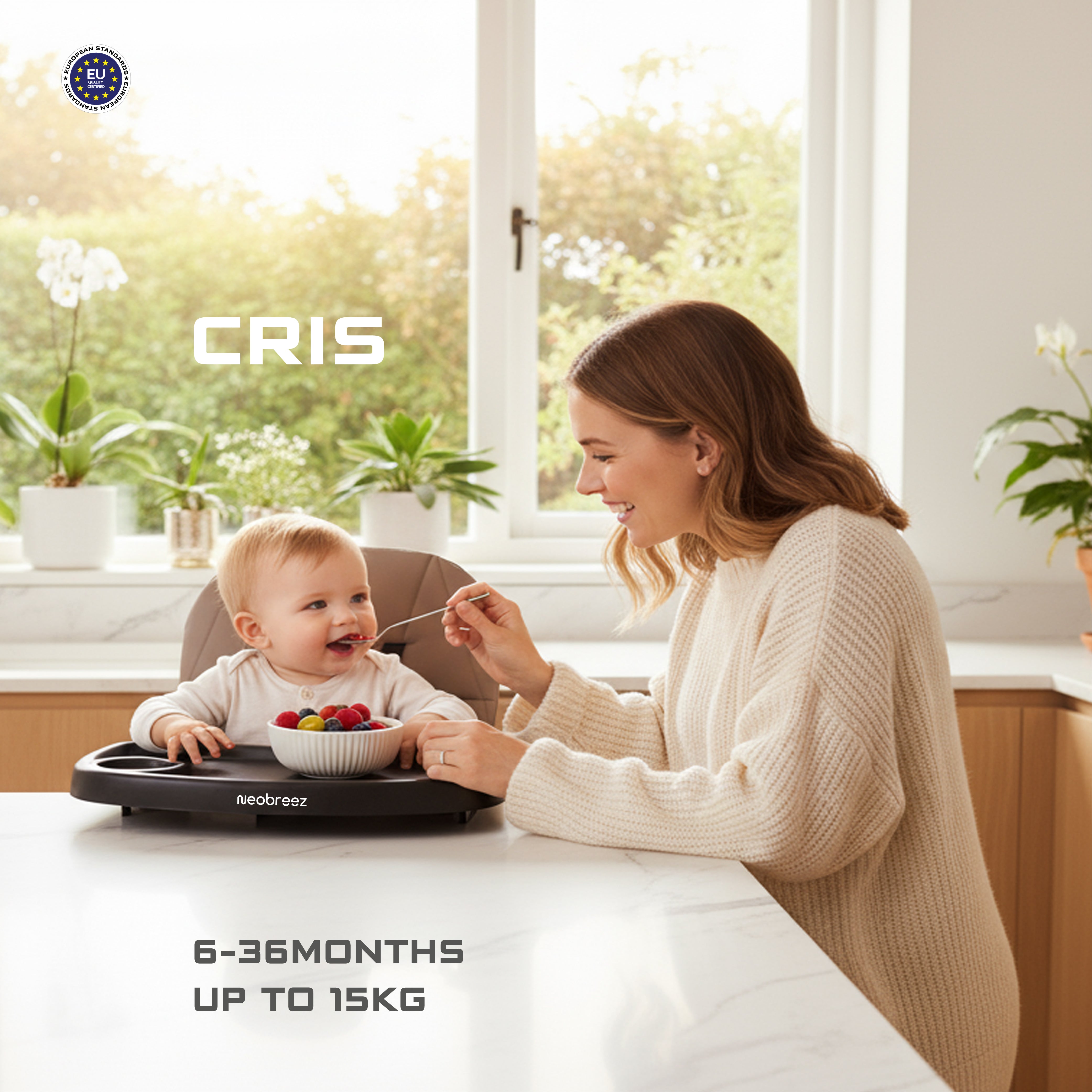 Neobreez Cris Compact Foldable Highchair For Child Brown/Black