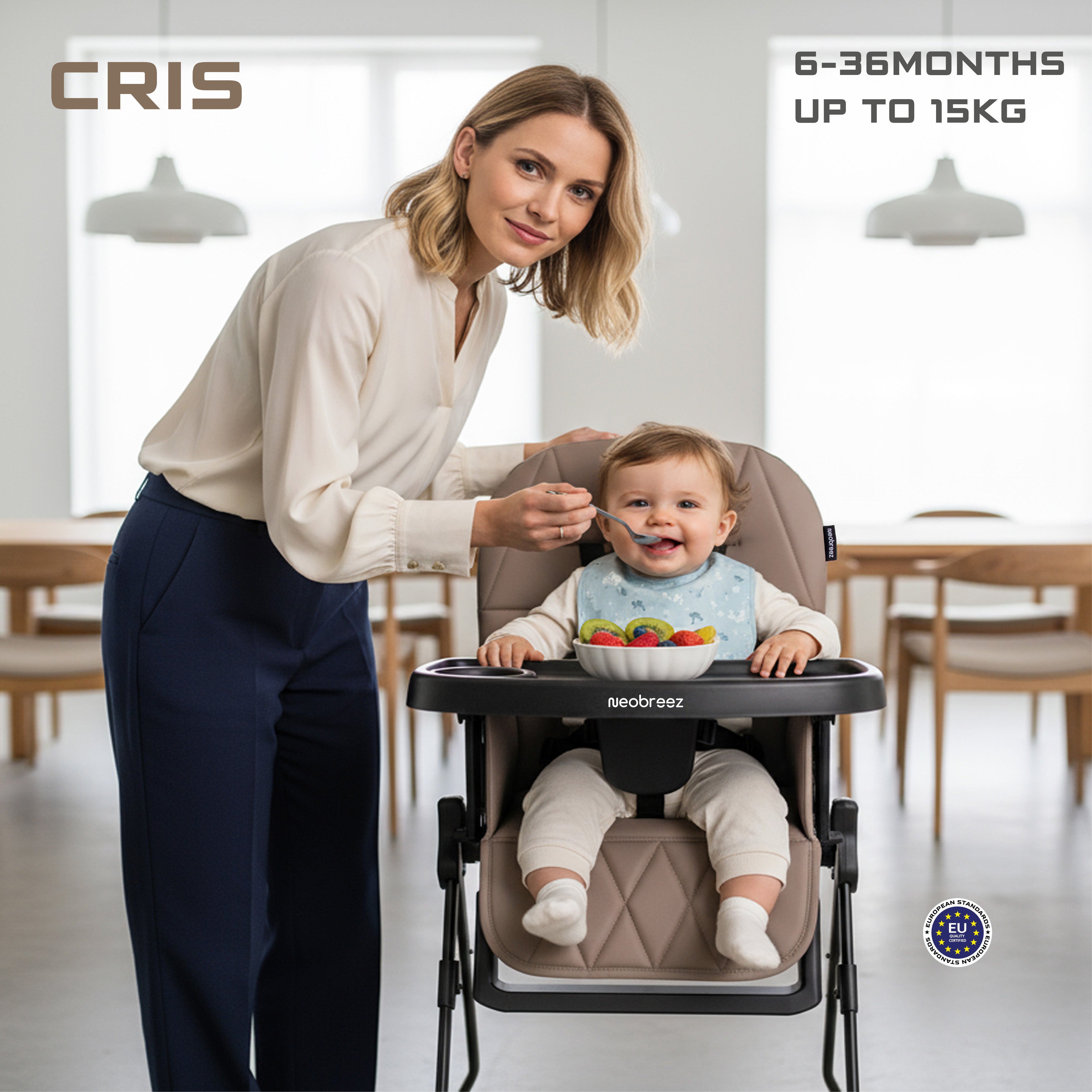 Neobreez Cris Compact Foldable Highchair For Child Brown/Black