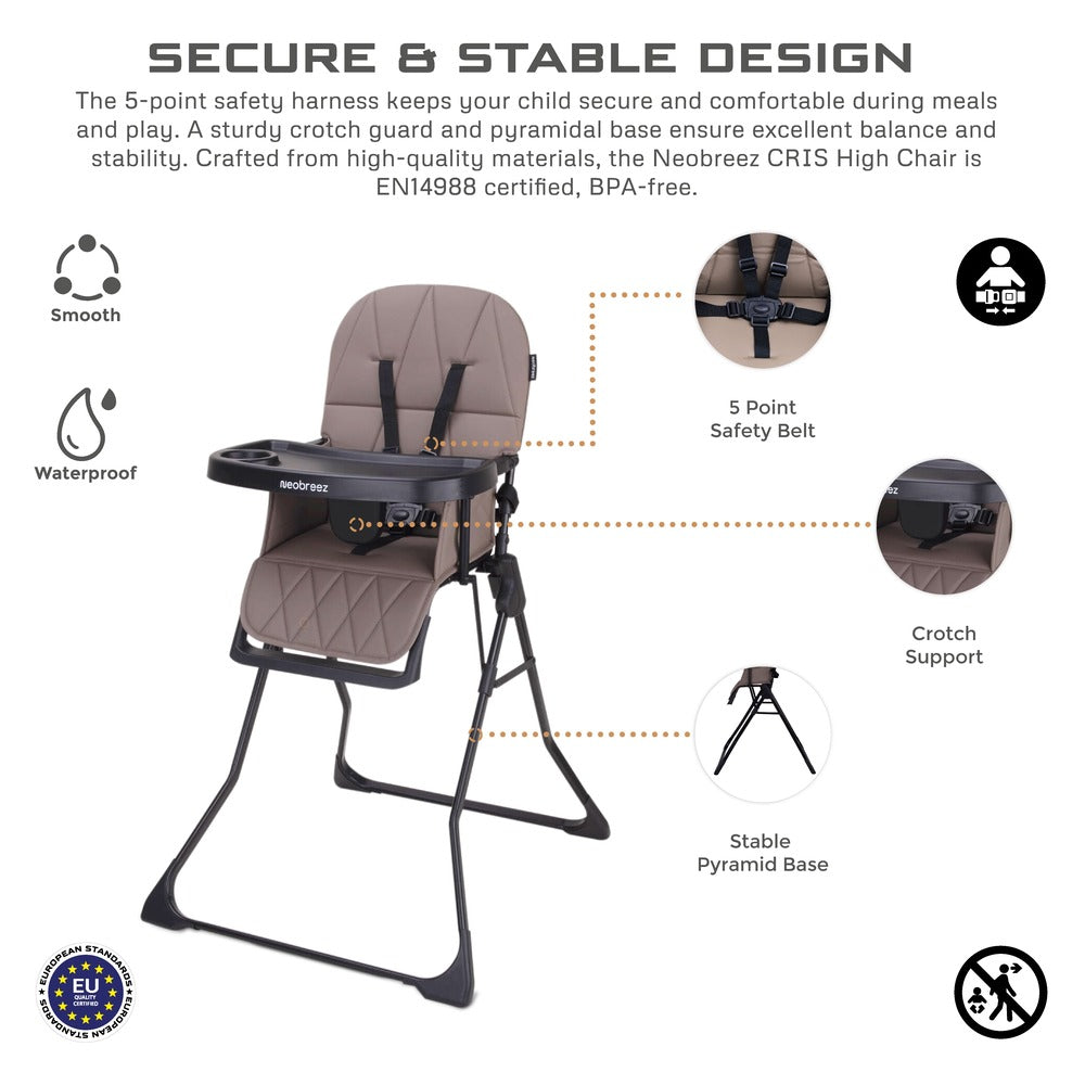 Neobreez Cris Compact Foldable Highchair For Child Brown/Black