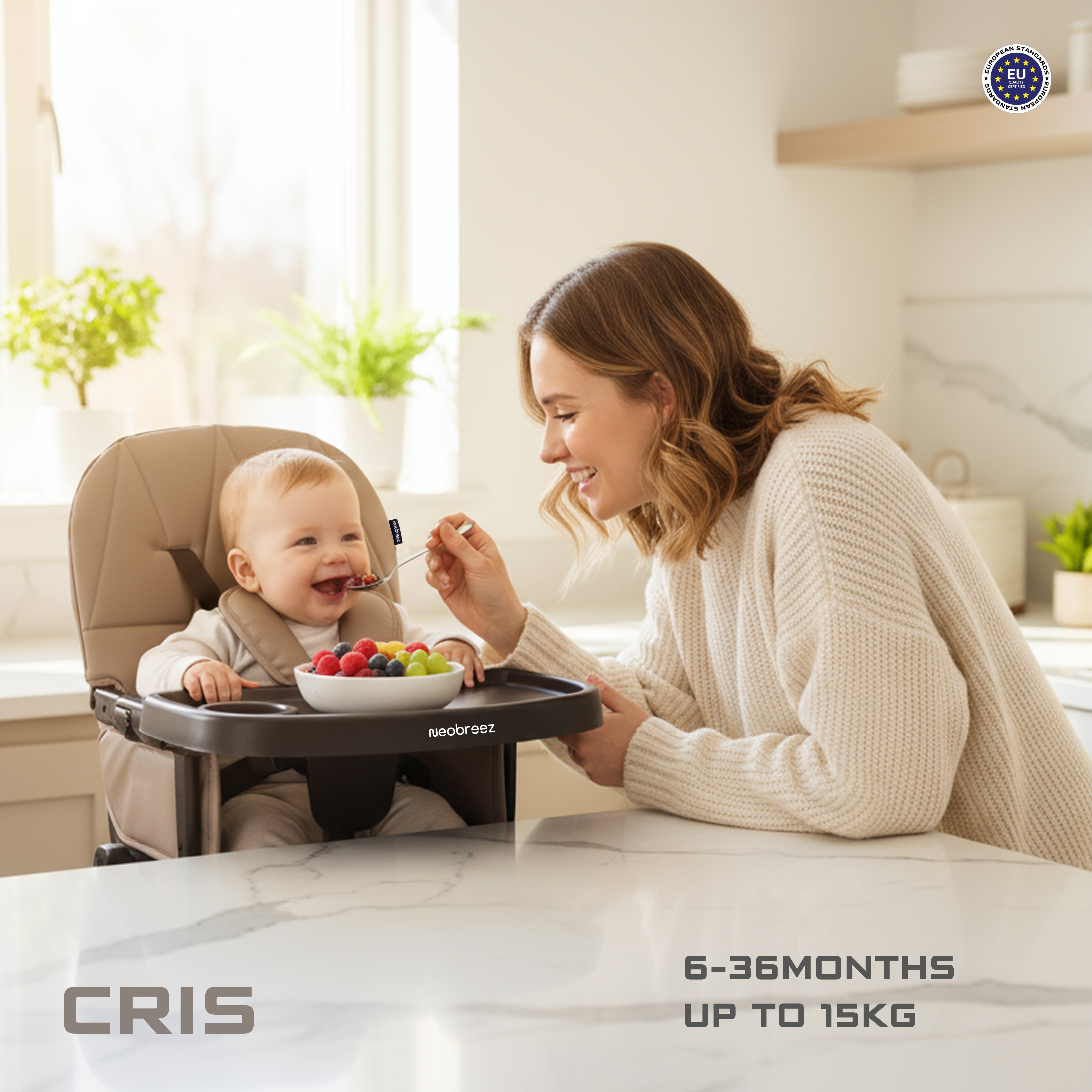 Neobreez Cris Compact Foldable Highchair For Child Brown/Black