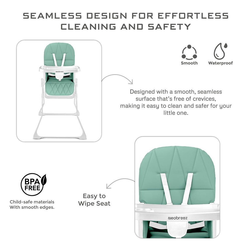 Neobreez Cris Compact Foldable Highchair For Child Green/White