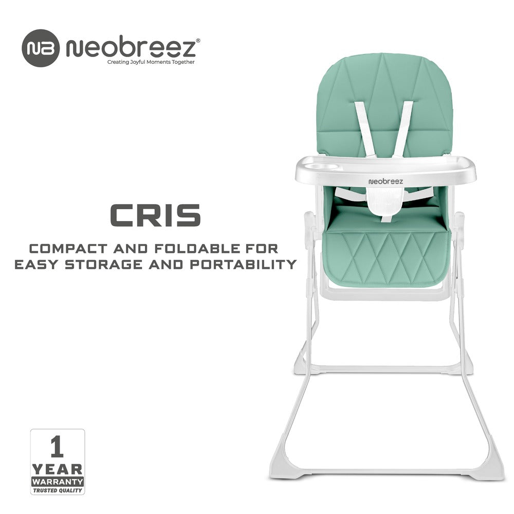Neobreez Cris Compact Foldable Highchair For Child Green/White