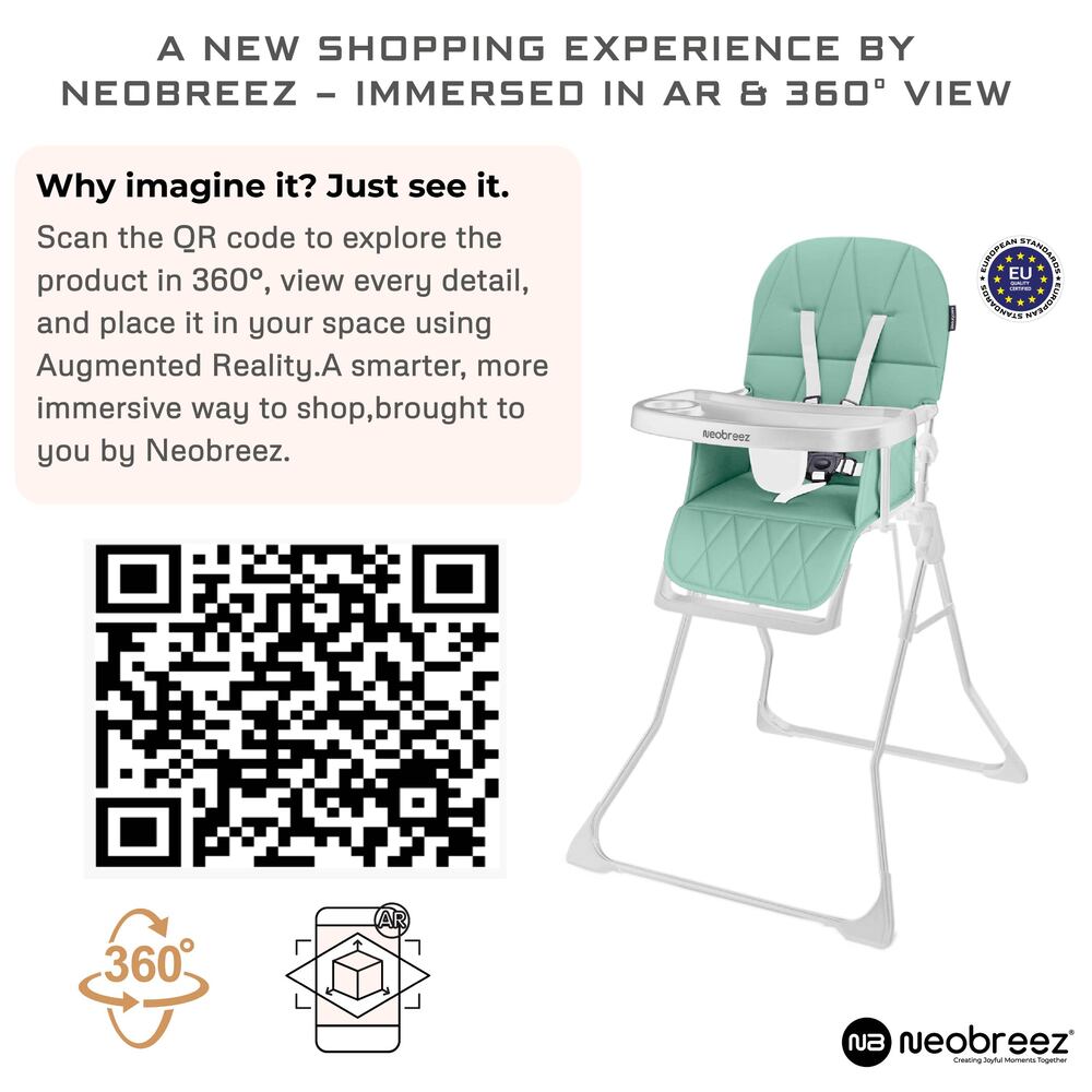 Neobreez Cris Compact Foldable Highchair For Child Green/White