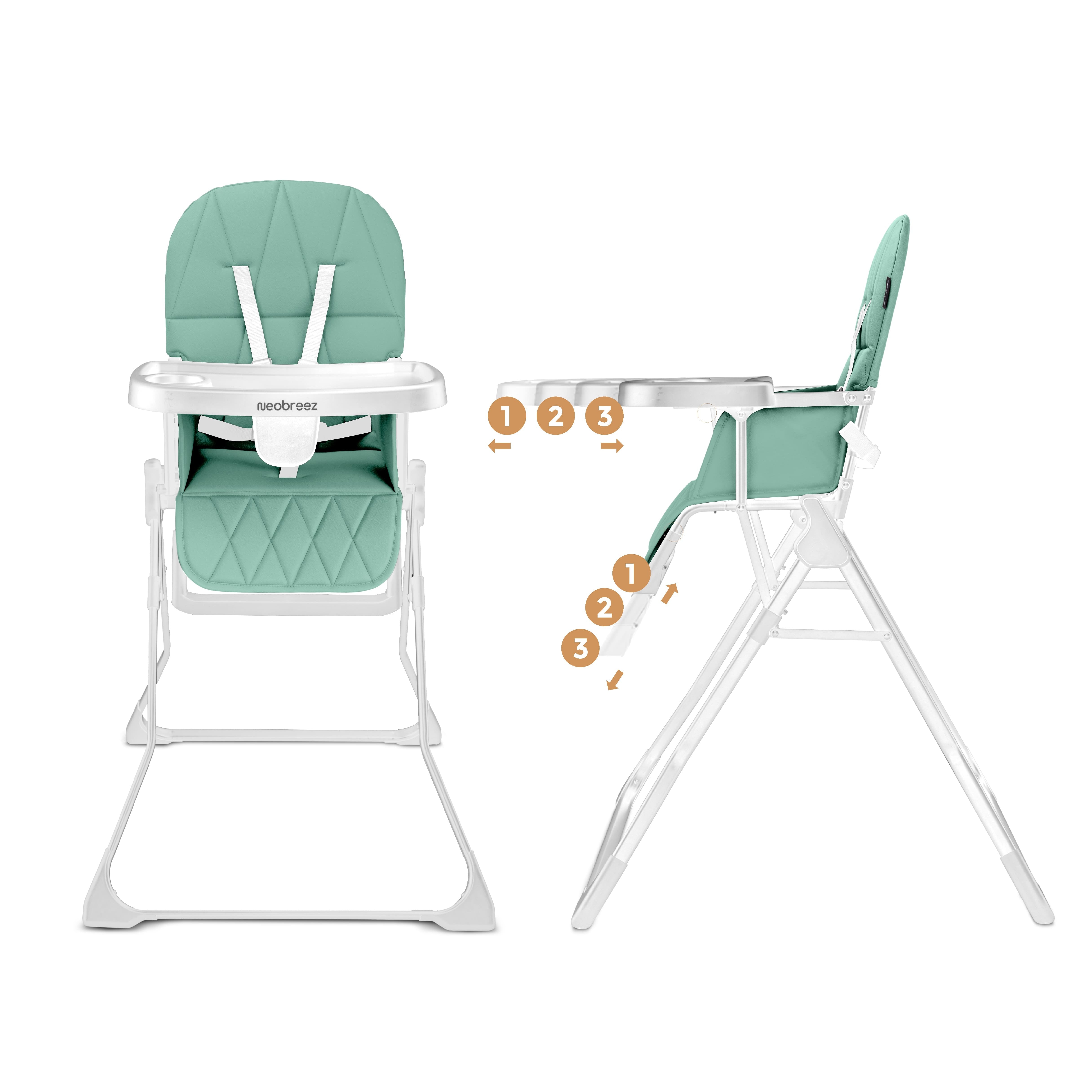 Neobreez Cris Compact Foldable Highchair For Child Green/White