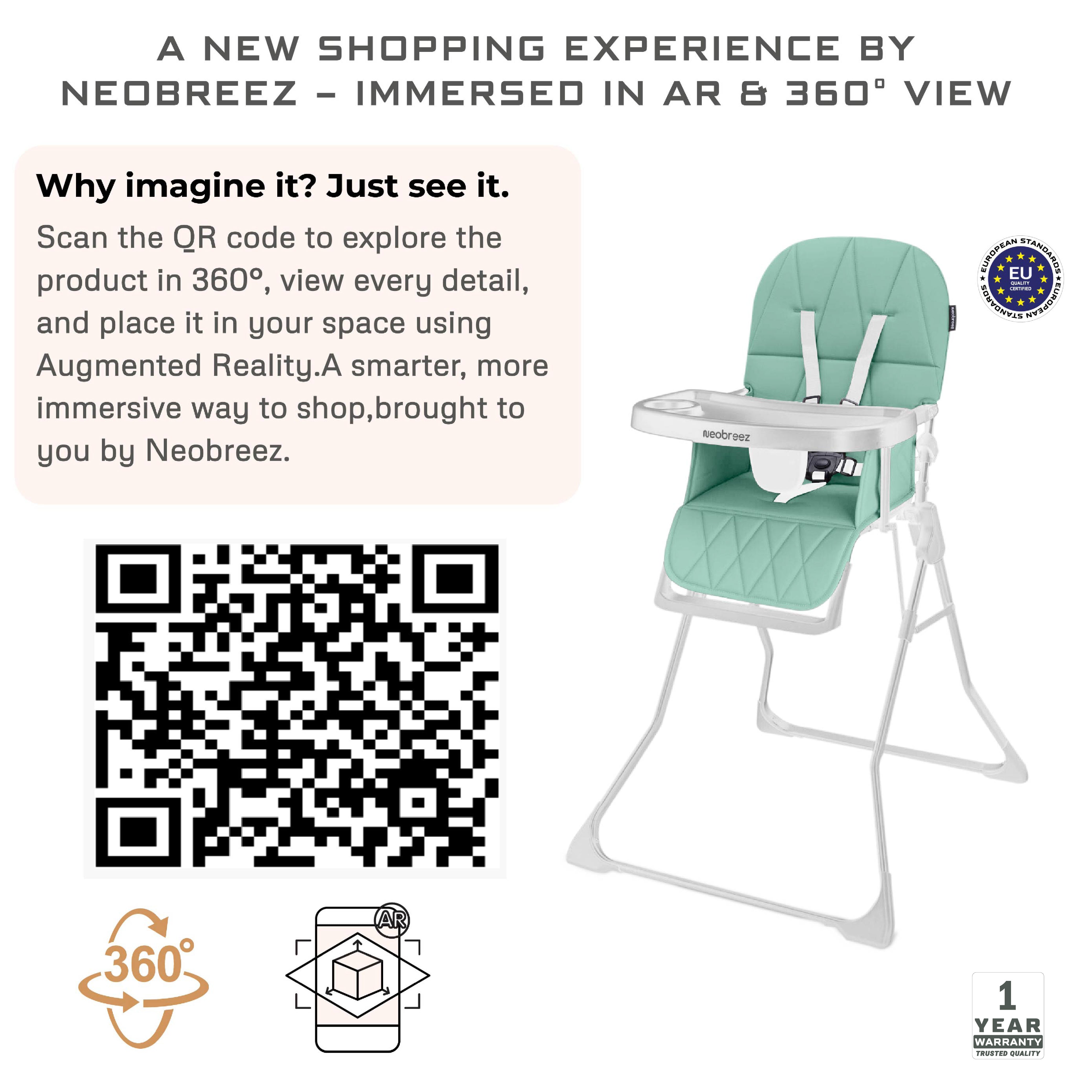 Neobreez Cris Compact Foldable Highchair For Child Green/White