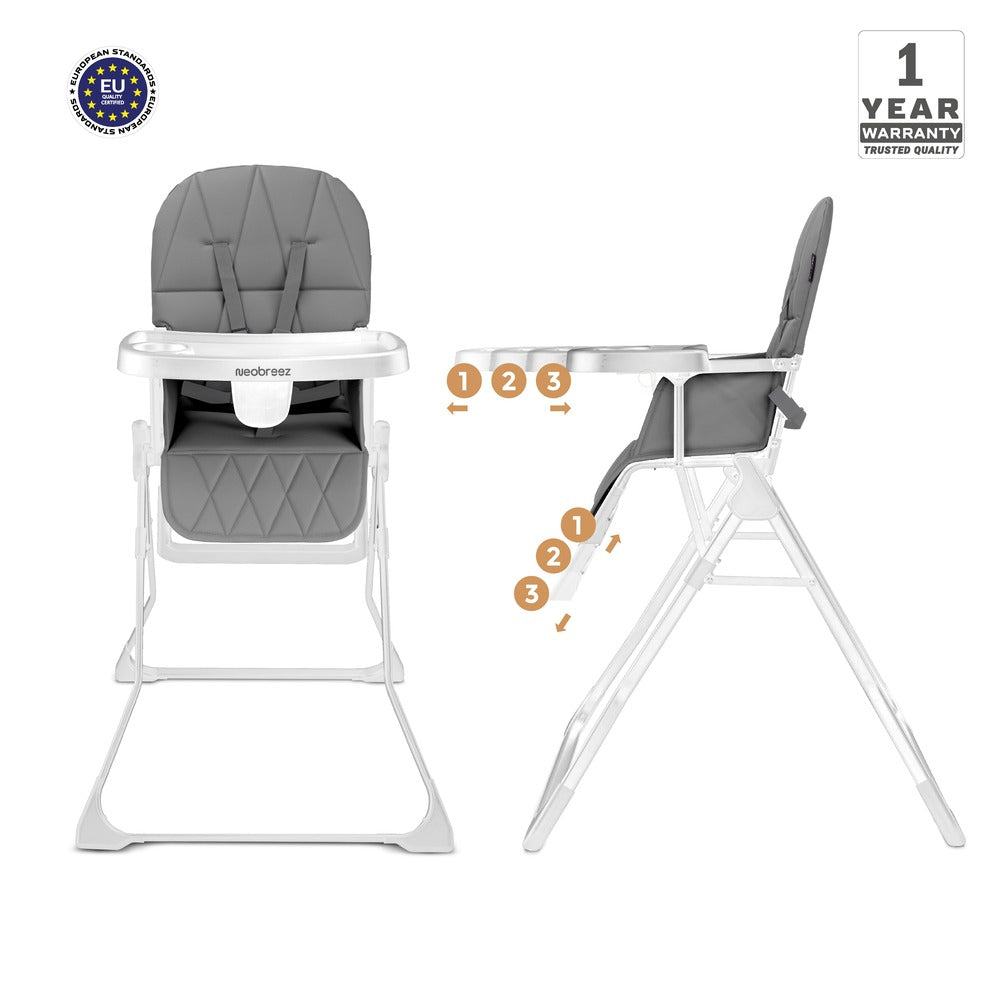 Neobreez Cris Compact Foldable Highchair For Child Grey/White