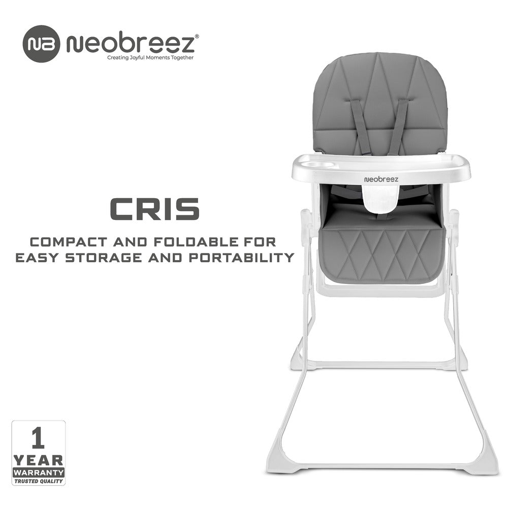 Neobreez Cris Compact Foldable Highchair For Child Grey/White