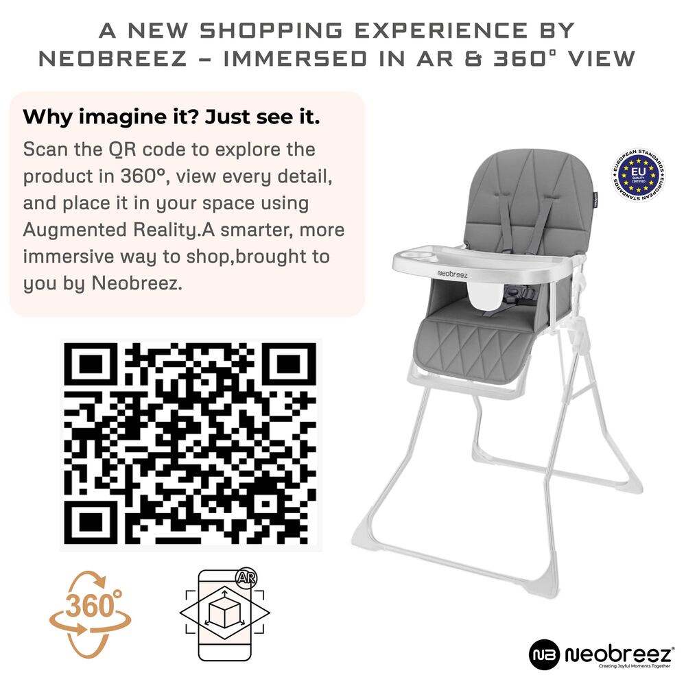 Neobreez Cris Compact Foldable Highchair For Child Grey/White