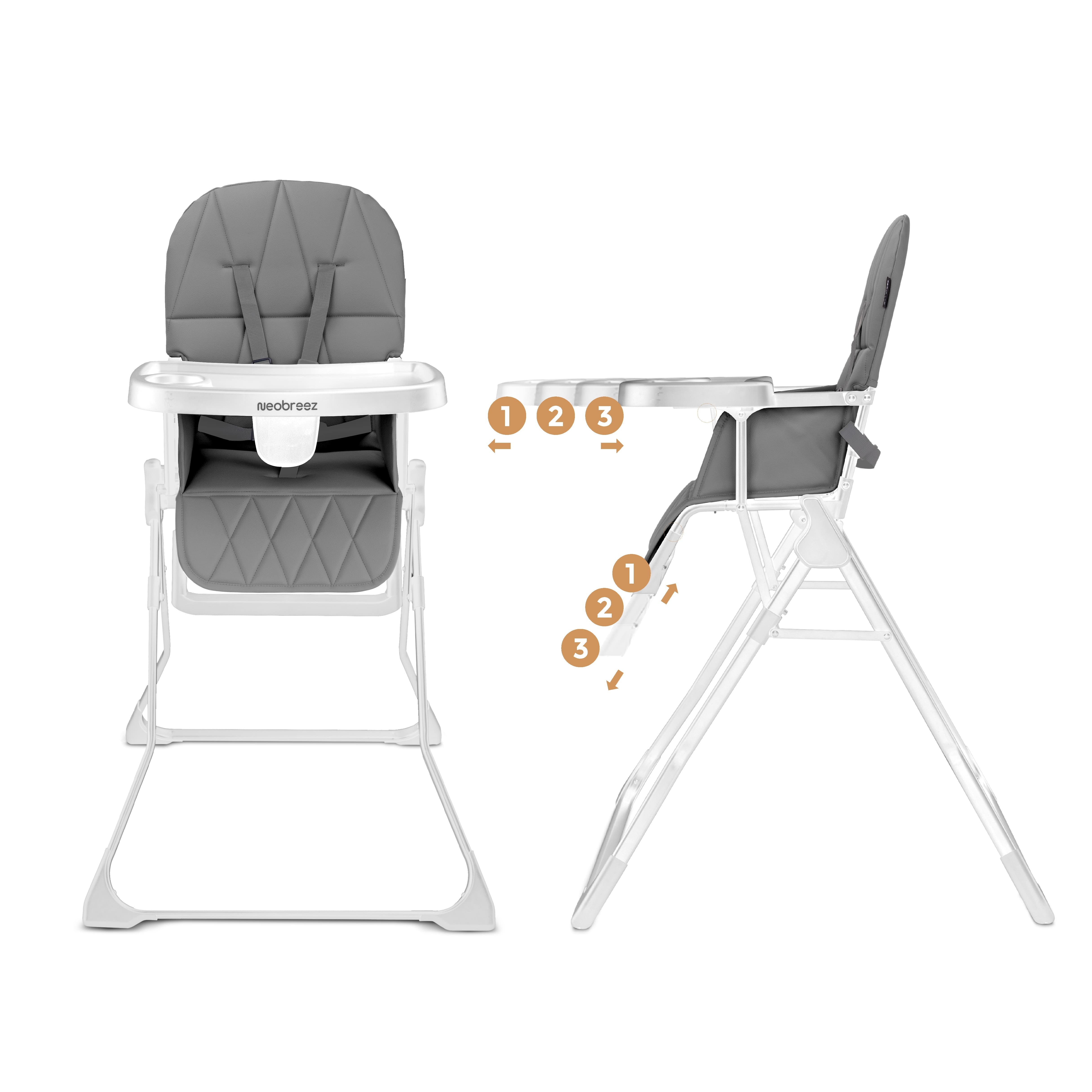 Neobreez Cris Compact Foldable Highchair For Child Grey/White