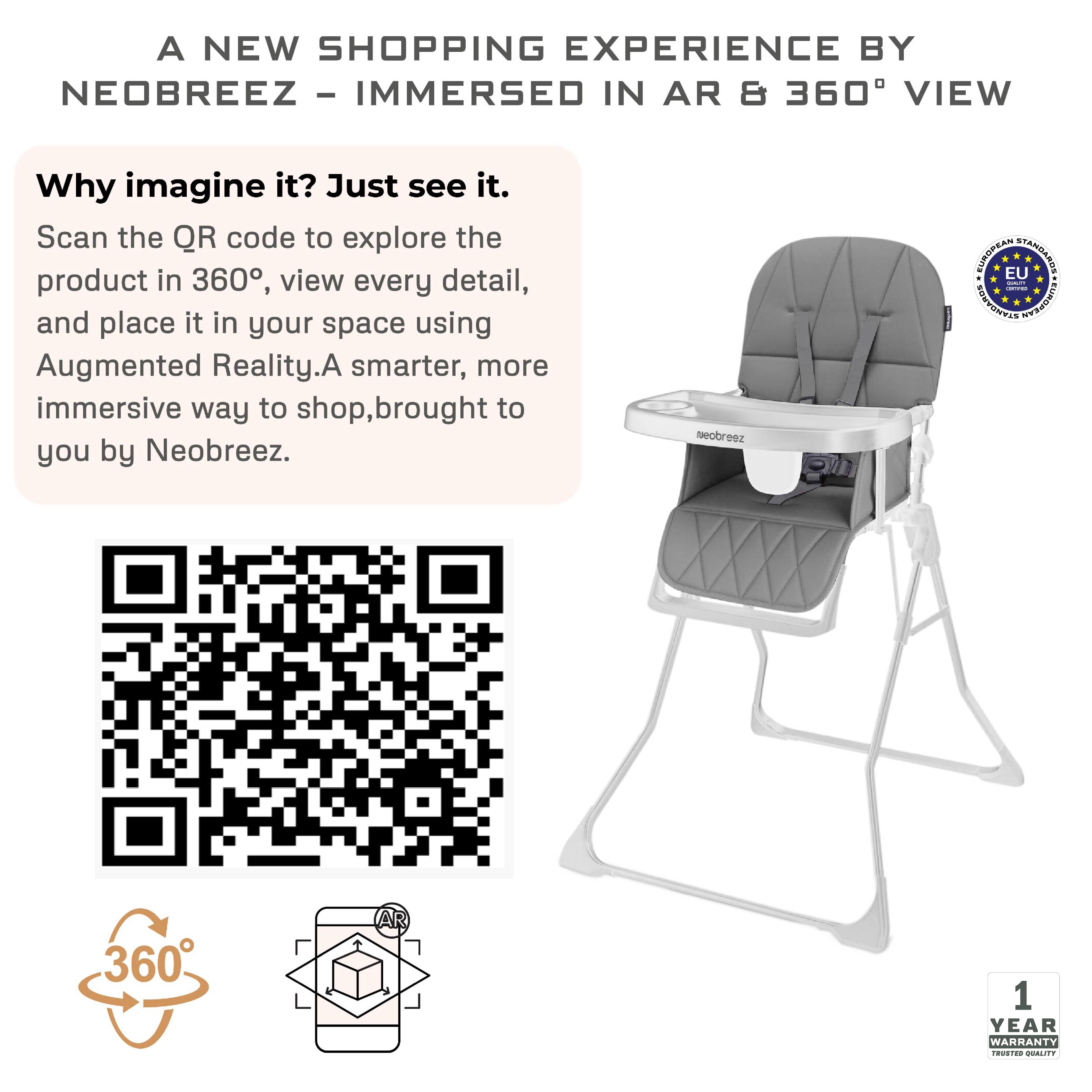 Neobreez Cris Compact Foldable Highchair For Child Grey/White