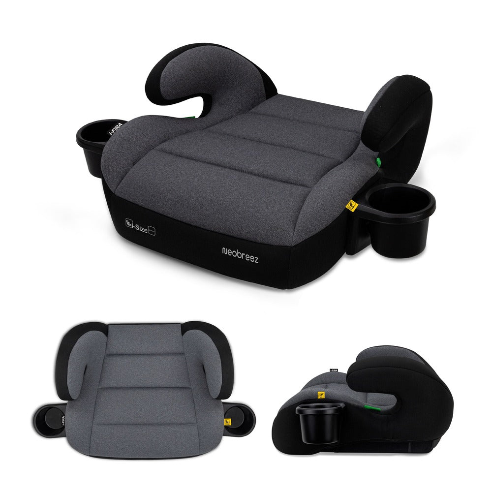 Neobreez i Fira i Size Backless Booster Seat with 2 Cup Holders Grey/Black
