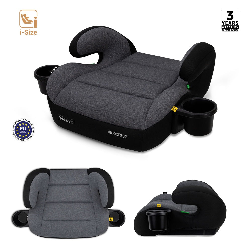 Neobreez i Fira i Size Backless Booster Seat with 2 Cup Holders Grey/Black