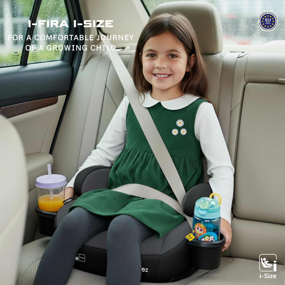 Neobreez i Fira i Size Backless Booster Seat with 2 Cup Holders Grey/Black