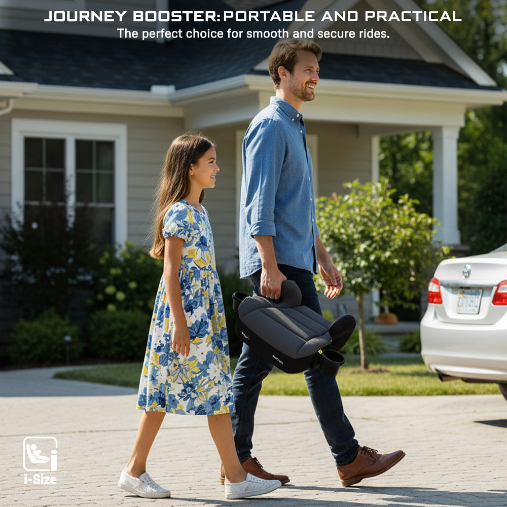 Neobreez i Fira i Size Backless Booster Seat with 2 Cup Holders Grey/Black