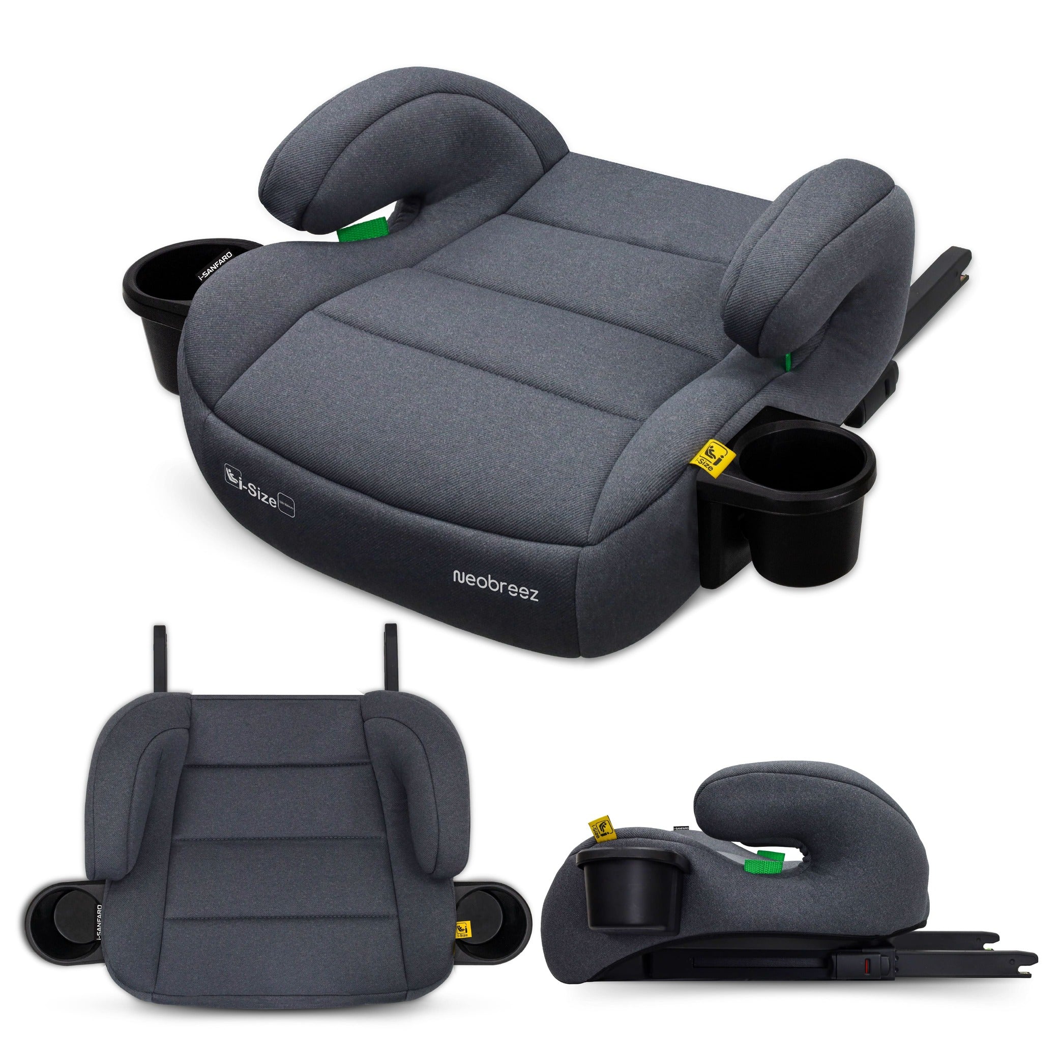 Neobreez i Sanfaro Isofix Backless Booster i Size Car Seat Grey