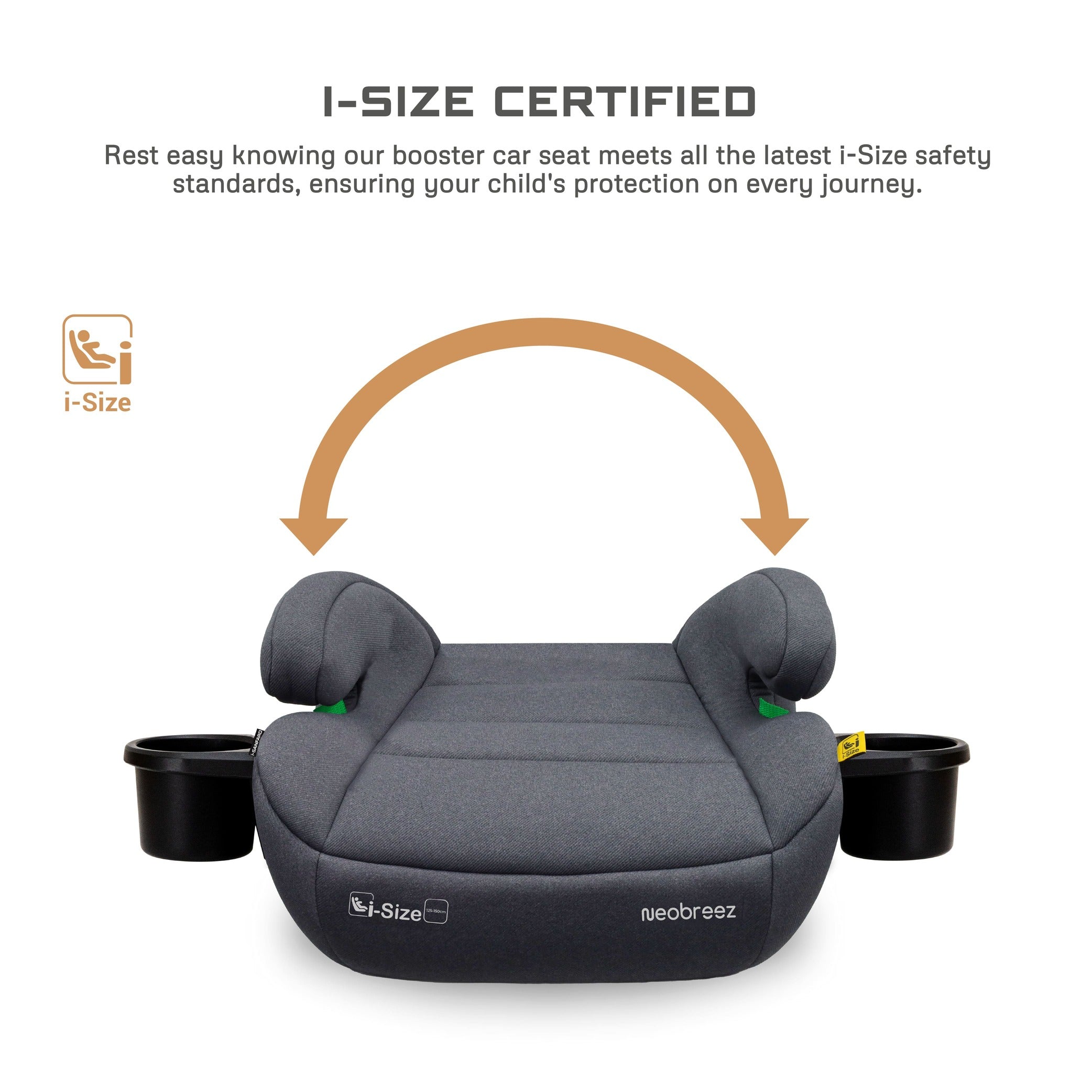 Neobreez i Sanfaro Isofix Backless Booster i Size Car Seat Grey
