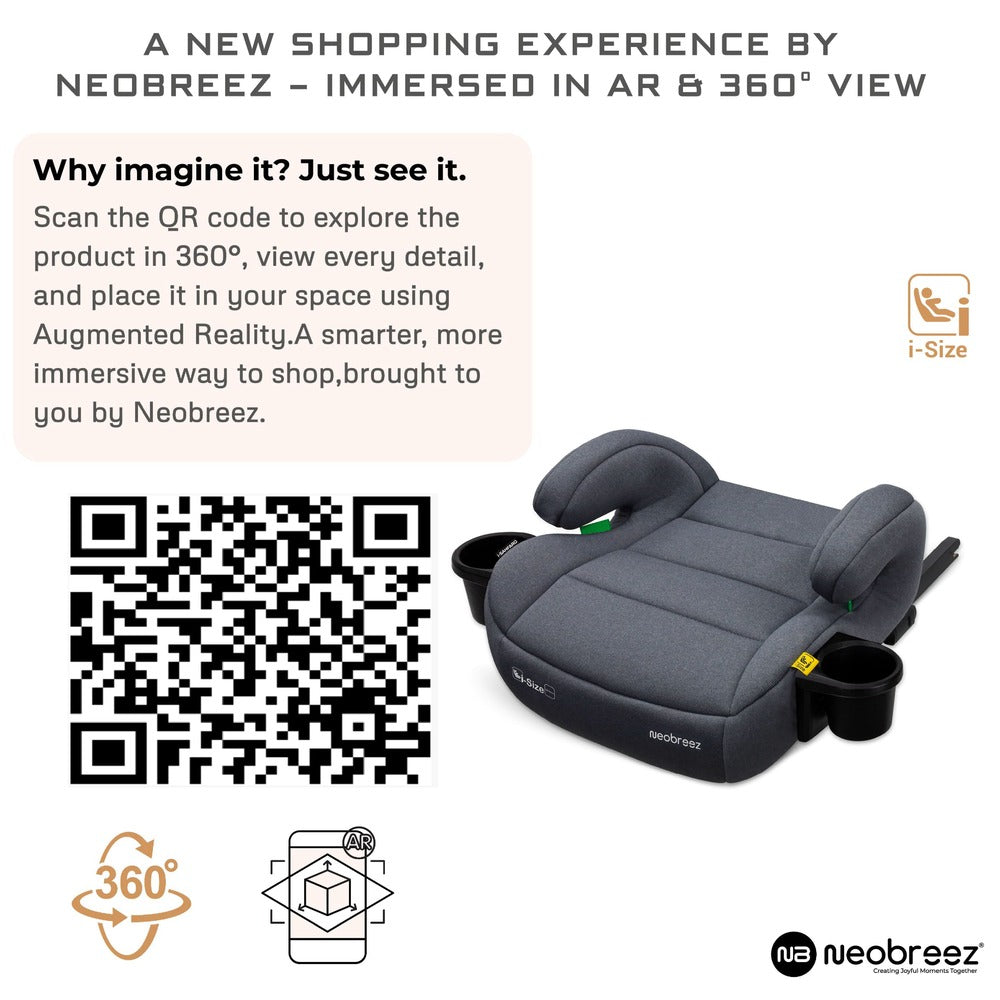 Neobreez i Sanfaro Isofix Backless Booster i Size Car Seat Grey